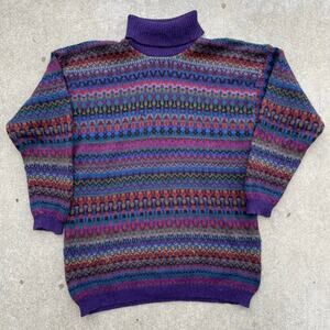Vintage Peruvian Connection Alpaca Turtleneck Sweater M Multicolor Bolivia